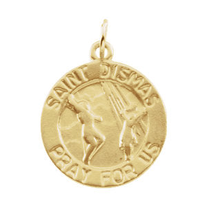 St Dismas Round Yellow Gold Medal 15 MM
