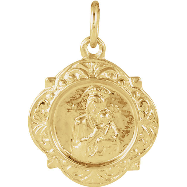 Our Lady of Perpetual Help Fancy Pendant in 14 Karat Yellow 12 MM