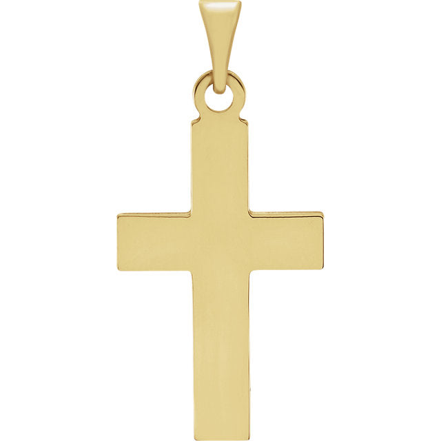 Fine Bold Christian Cross in Solid 14 Karat Yellow Gold