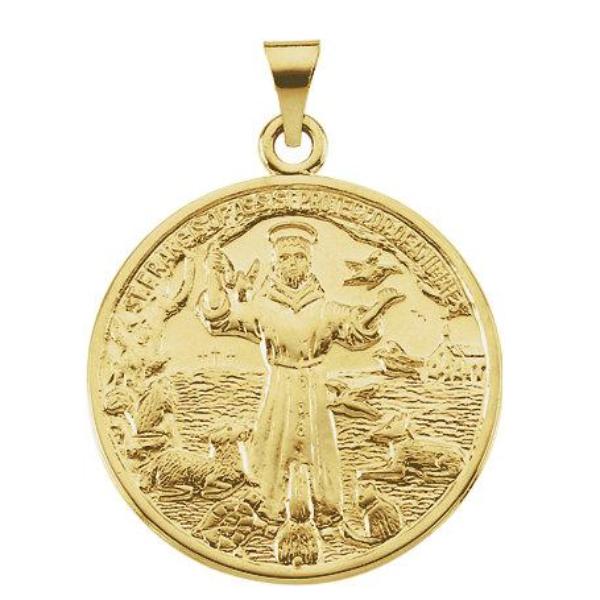 St Francis of Assisi Yellow Gold Medal 26 MM
