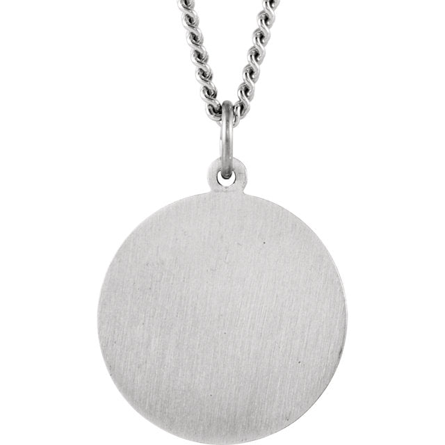 St Joseph Round Sterling Silver Necklace With Chain www