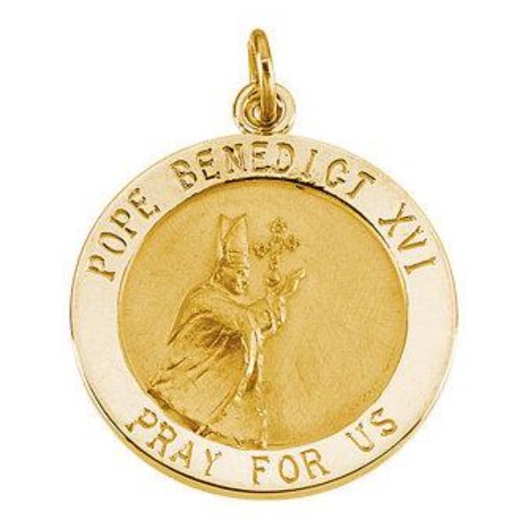 Pope Benedict 14kt Yellow Medal 18 MM