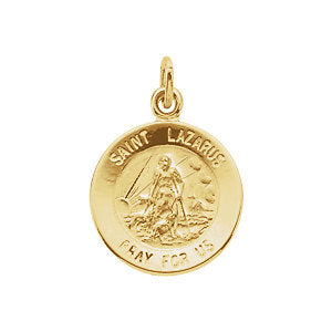 St Lazarus Yellow Gold Round Medal
