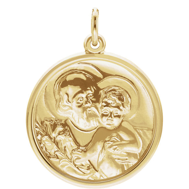 St Joseph Polished Yellow Gold Coin Pendant 22 MM