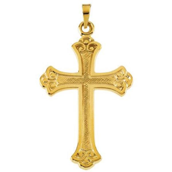Radiant Flory Cross in Solid 14 Karat Yellow Gold