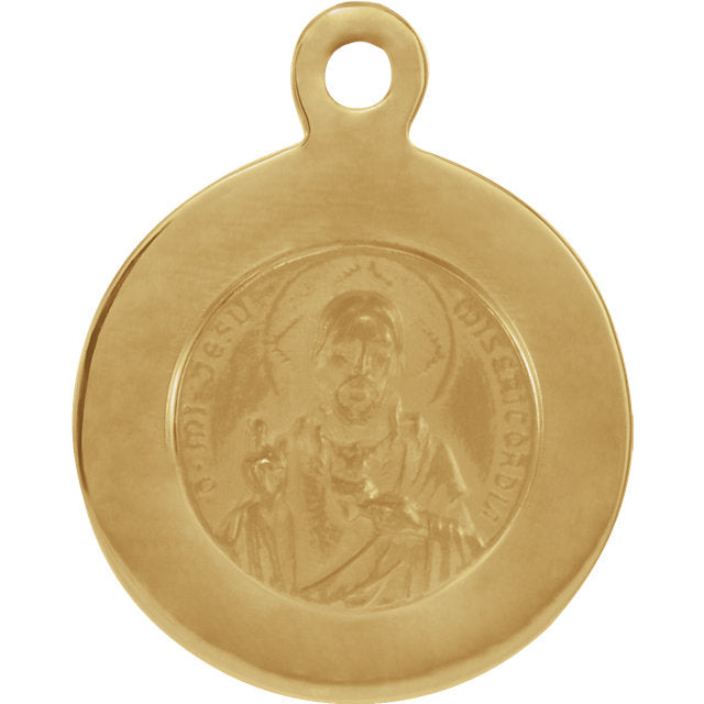 Scapular Yellow Gold Round Medal – www.allpatronsaints.com