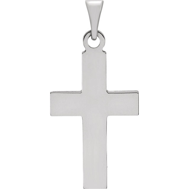 Fine Bold Christian Cross in Solid 14 Karat White Gold