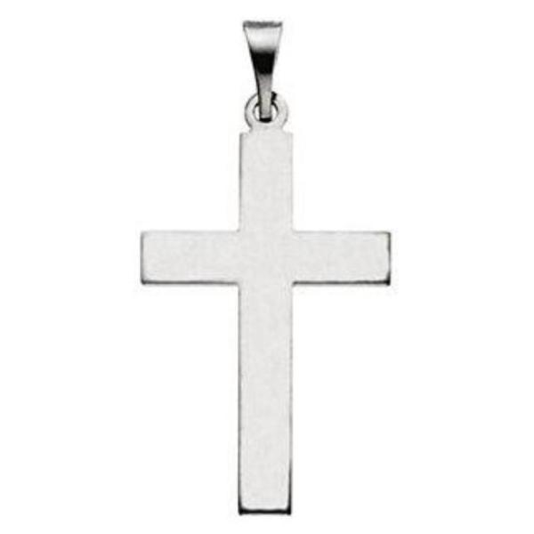 Elegant Christian Cross in Solid 14 Karat White Gold