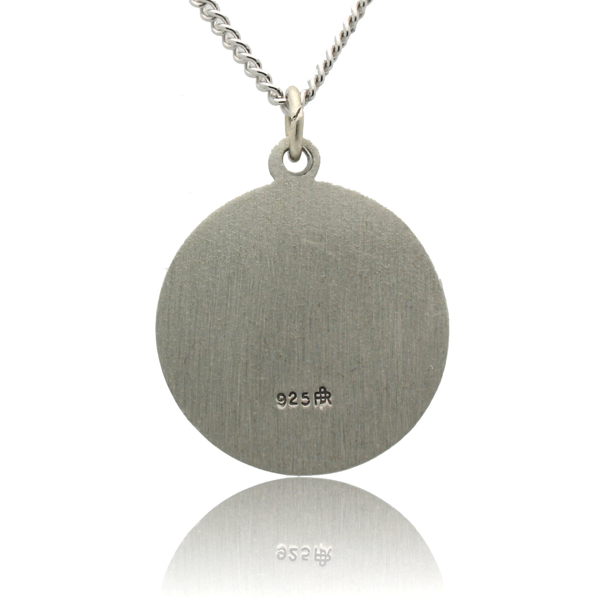 Round St. Christopher Necklace Medal Solid 925 Sterling Silver With Je ...