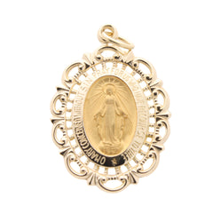 Miraculous Medal Scalloped Oval - 10K/14K Gold Or Sterling Silver, 3 Sizes Available 8 thumbnail image