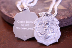 St. Michael "Protect Us" Shield Medal Pendant | .925 Sterling Silver | Police Officer Gift - View #3