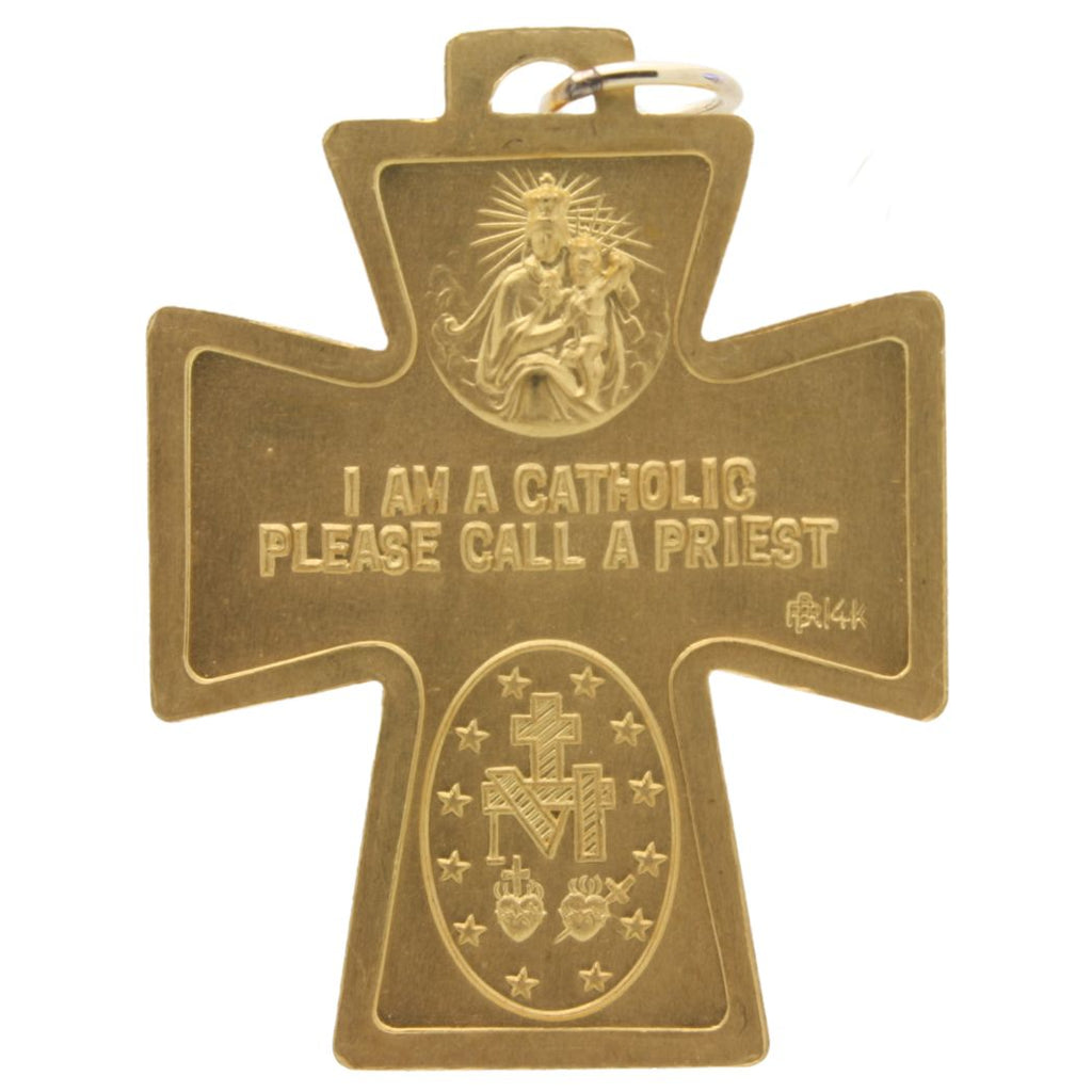 Catholic 14kt Yellow Gold Four Way Cross 28 X 23 MM – www
