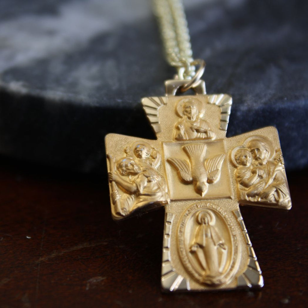 Catholic 14kt Yellow Gold Four Way Cross 28 X 23 MM – www
