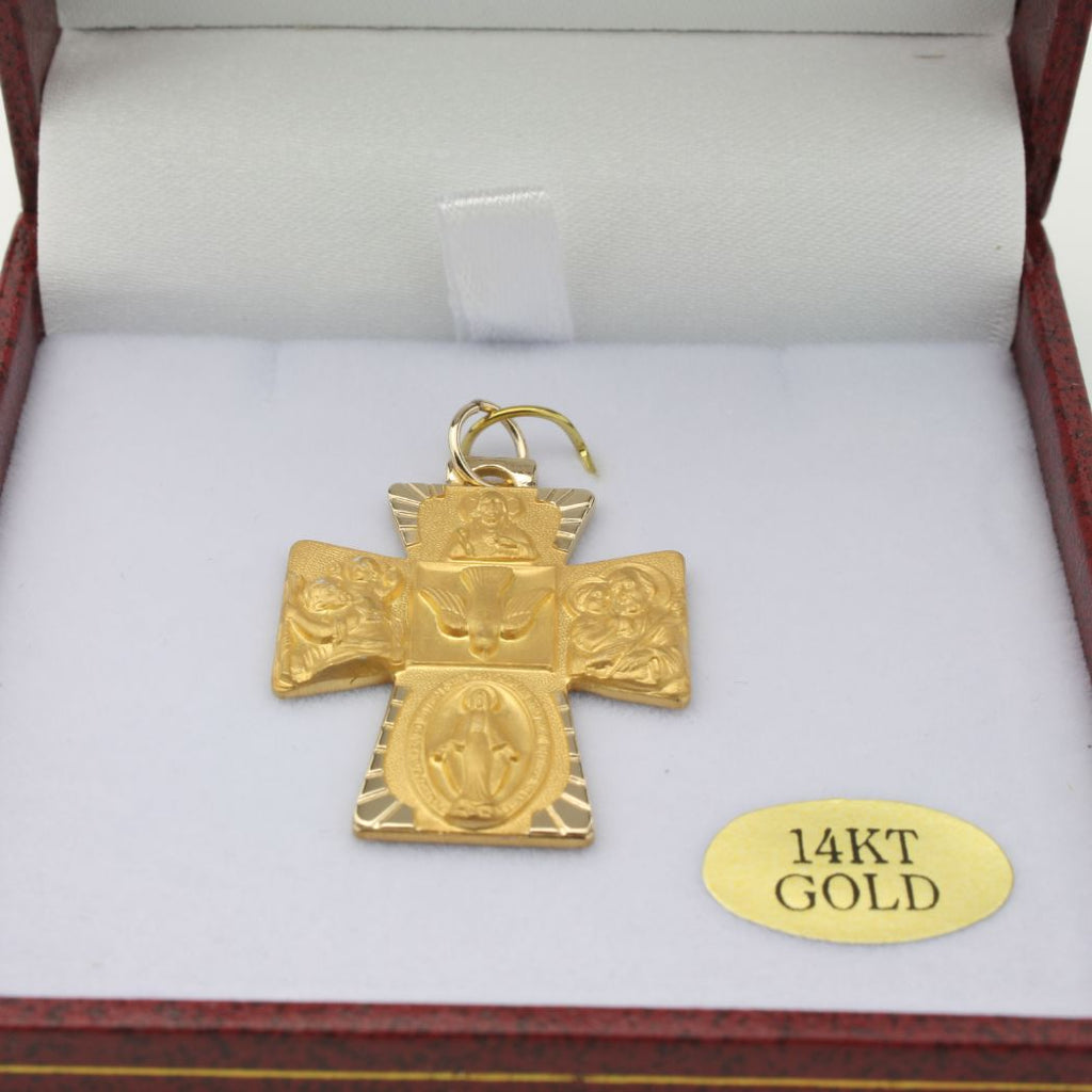 Catholic 14kt Yellow Gold Four Way Cross 28 X 23 MM – www