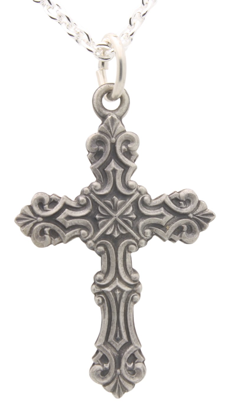 Sterling Silver Fancy Design Cross – www.allpatronsaints.com