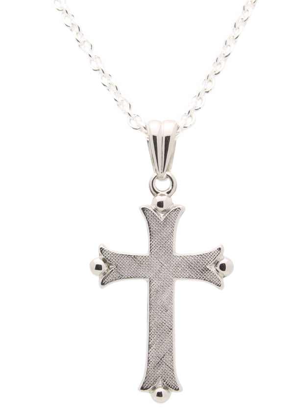 Sterling Silver Flat Flory Cross 24x17 MM