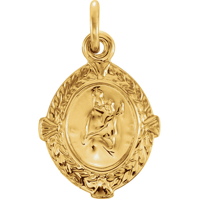 Scapular Tiny Polished Yellow Gold Pendant 12 x 9 MM