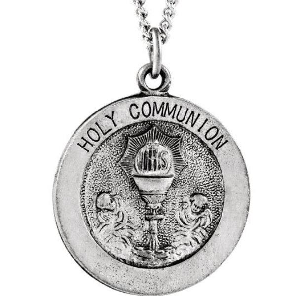Round Holy Communion Necklace in Solid Sterling Silver