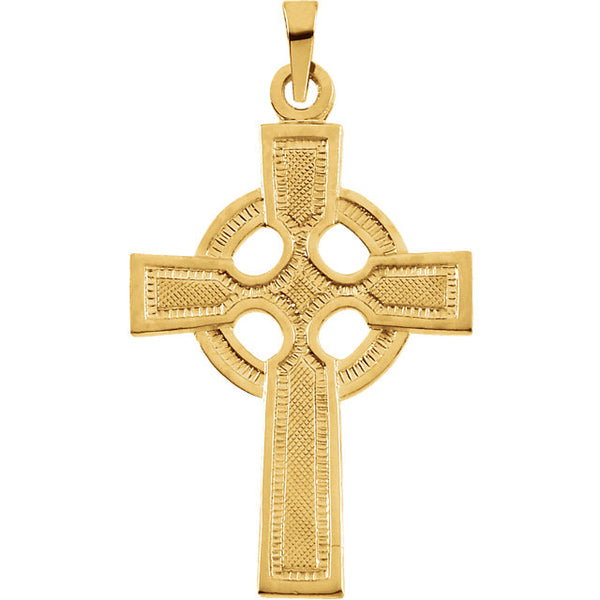 Celtic Cross Pendant in Solid 14 Karat Yellow Gold