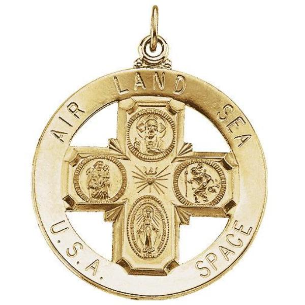 USA Four Way Cross Medal Yellow 14kt Gold