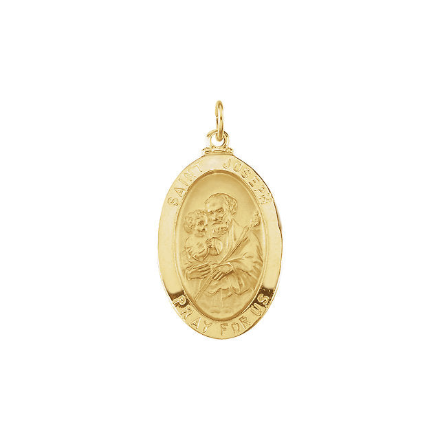 St Joseph Oval 14kt Yellow Gold Pendant – www.allpatronsaints.com