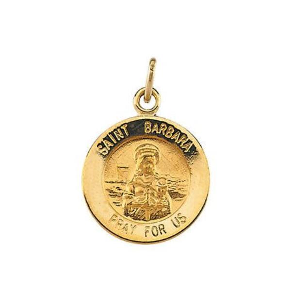 St Barbara Round 14kt Yellow Gold Medal