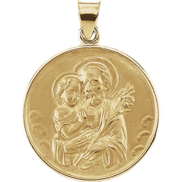 St Joseph 18kt Yellow Gold Round Medal