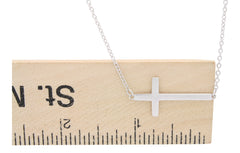 Ciondolo Croce In Argento 925 Con Zirconi &ndash; 25mm &ndash; Collana 16-17&Prime; Regolabile &ndash; Con Scatola