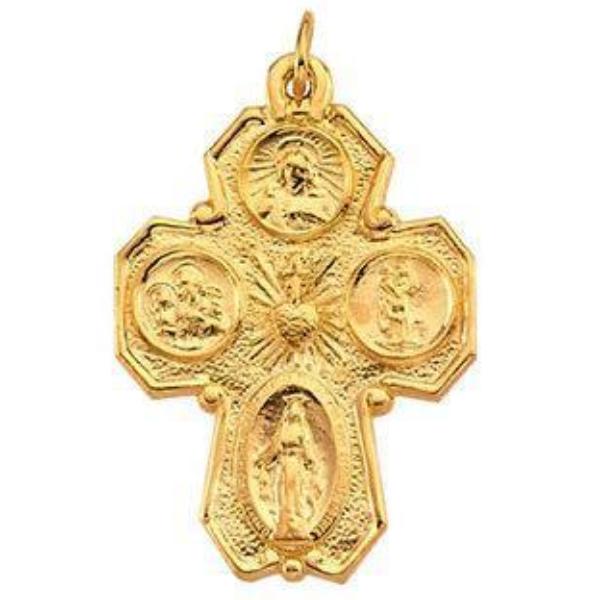 Four Way Cross Pendant 14kt Yellow Gold 28 X 21 MM