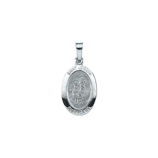 St Joseph Oval 14kt White Gold Pendant