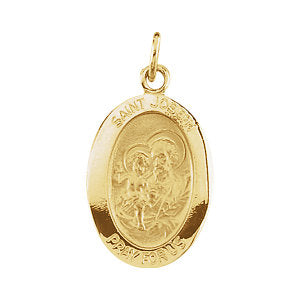 St Joseph Oval 14kt Yellow Gold Pendant – www.allpatronsaints.com