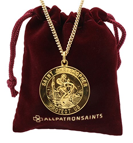 Yellow Gold Mens Gold St Christopher Pendant 14K Yellow Gold Oval