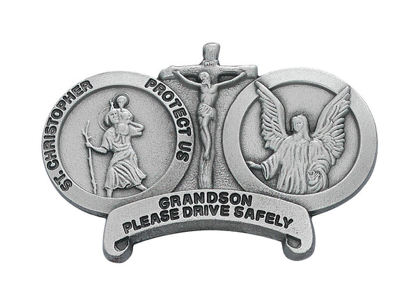 St Christopher Grandson Drive Safely Auto Visor Clip