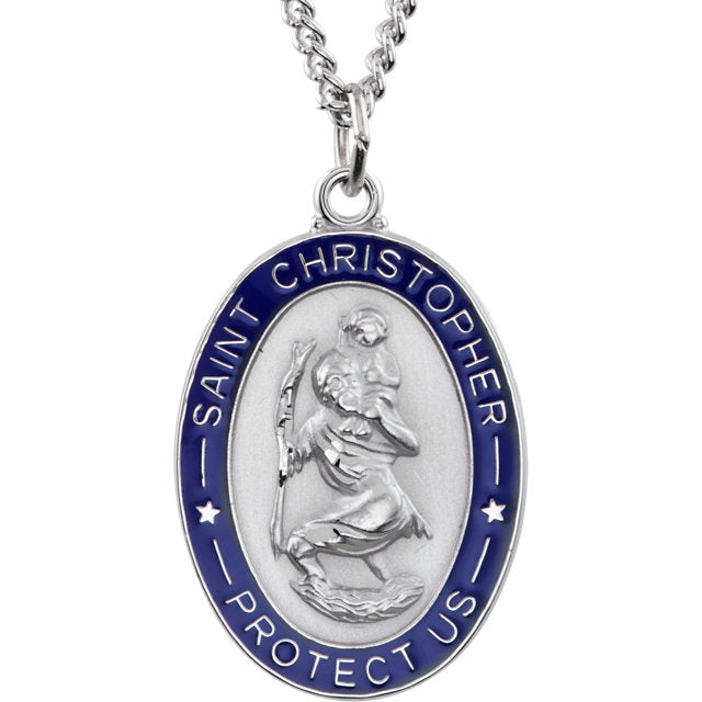 Silver St Christopher Medal Necklace 8022SS/18SS Bliss - Rosarycard.net