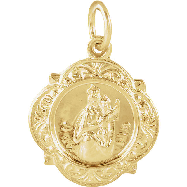 Scapular Small Polished Yellow Gold Pendant 12 MM