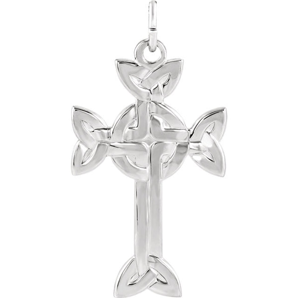 Sterling Silver Celtic Design Cross Necklace 31 X 20 MM