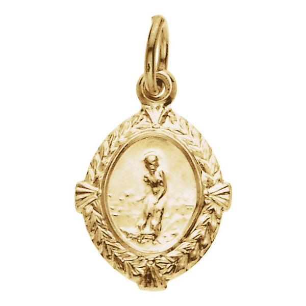 St Lazarus Tiny Yellow Gold Pendant 12 x 9 MM