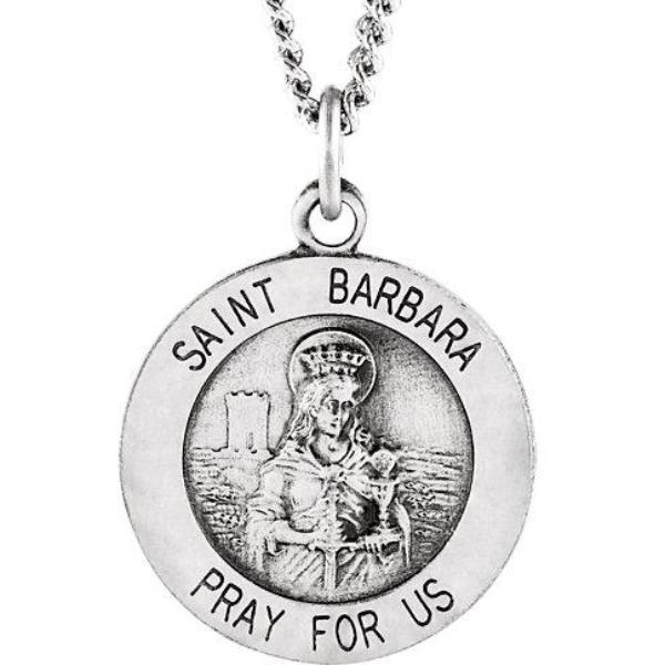 St Barbara Round Sterling Silver Necklace