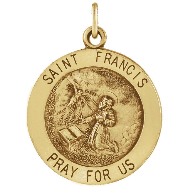 St Francis of Assisi Round Yellow gold Medal