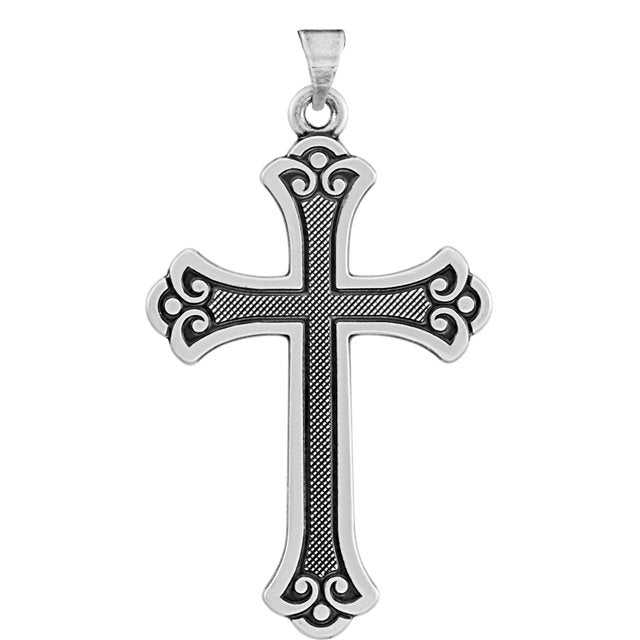 Radiant Flory Cross in Solid 14 Karat White Gold