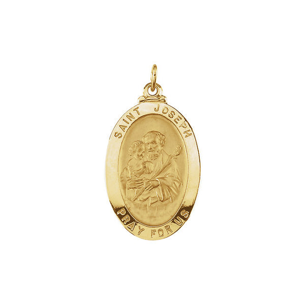 St Joseph Oval 14kt Yellow Gold Pendant