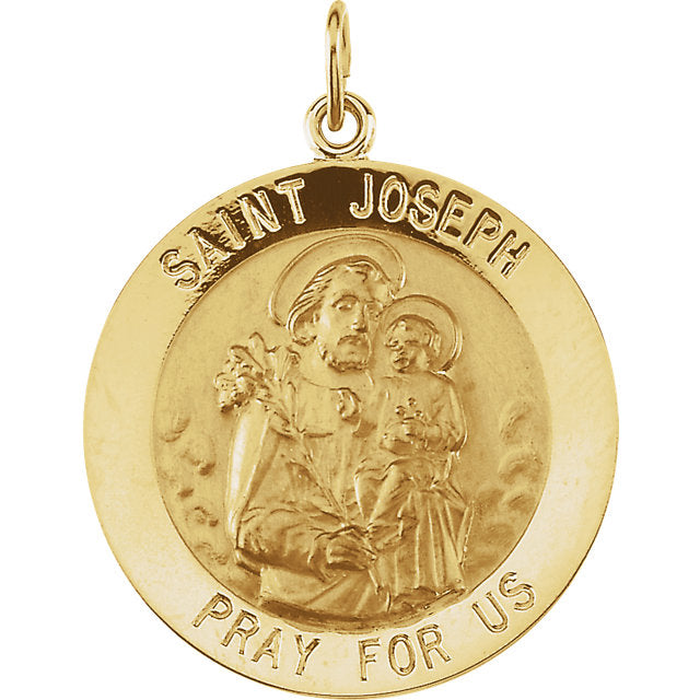 St Joseph Round 14K Yellow Gold Medal – www.allpatronsaints.com