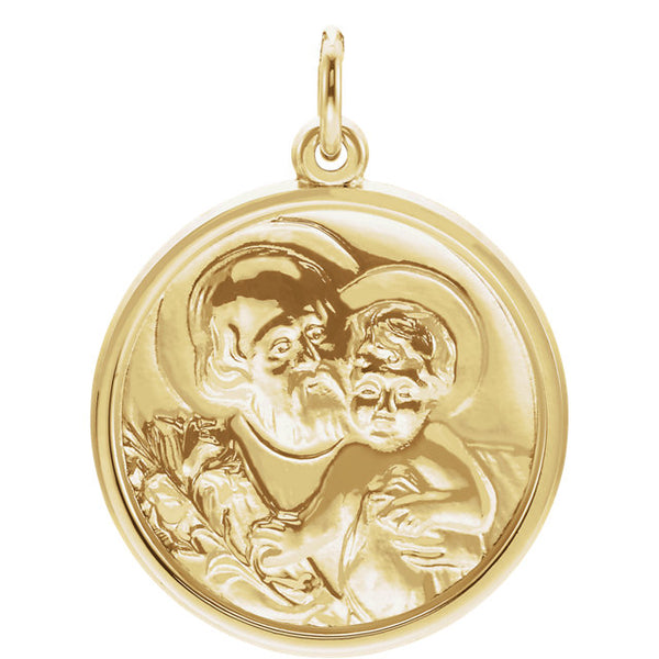St Joseph Polished Yellow Gold Coin Pendant 22 MM