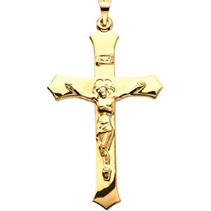 14k Gold Plated Solid 925 Silver Cross Jesus Piece Crucifix