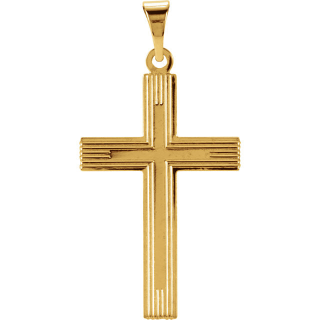 Radiant Straight Line Design Cross in Solid 14 Karat Yellow Gold – www ...