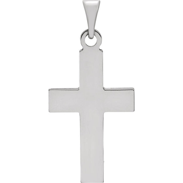 Fine Bold Christian Cross in Solid 14 Karat White Gold
