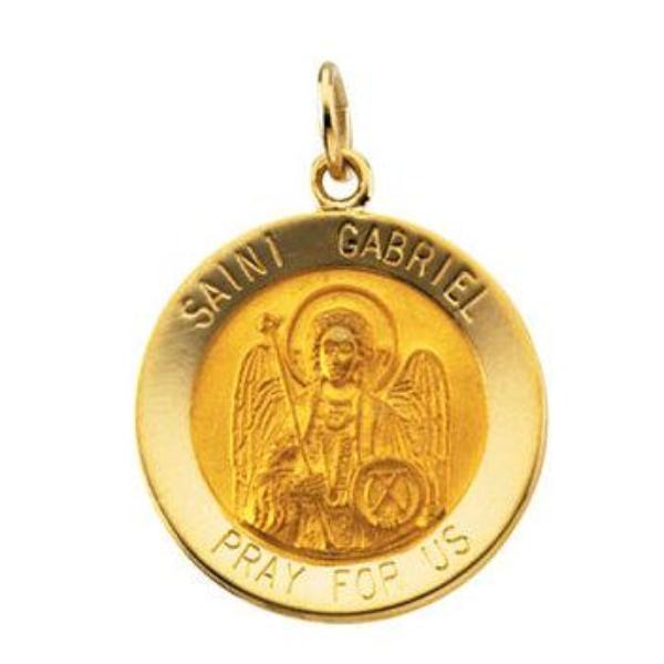 St Gabriel Round 14kt Yellow Gold Pendant 18 MM