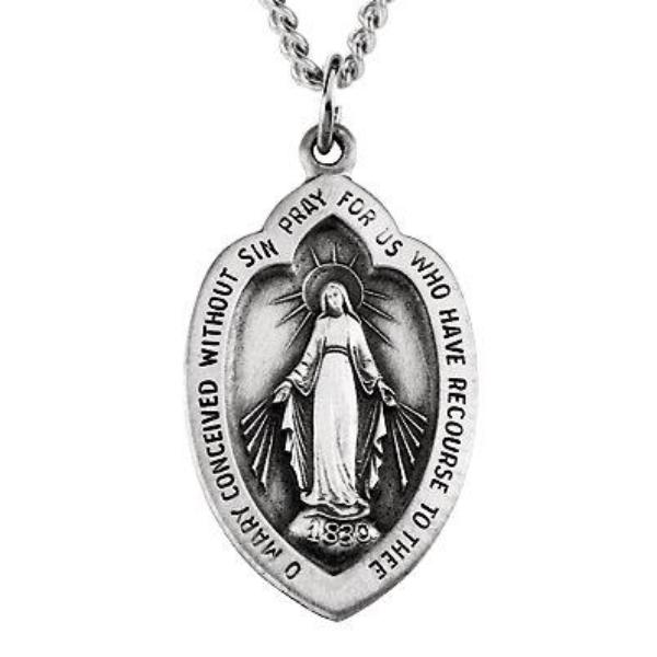 Miraculous Heart Necklace in Solid Sterling Silver 23 X 15 MM
