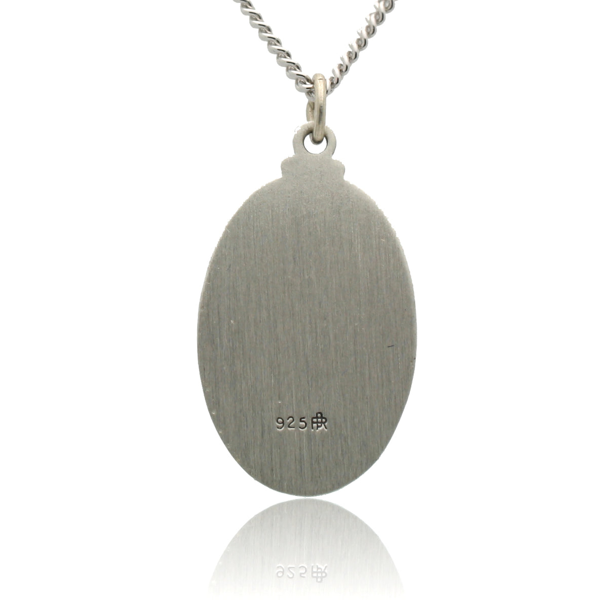 Oval St. Christopher Necklace Medal in Solid Sterling Silver With Jewe ...